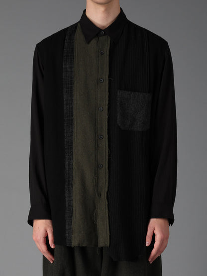 SWITCHING MATERIAL PATCHWORK SHIRT