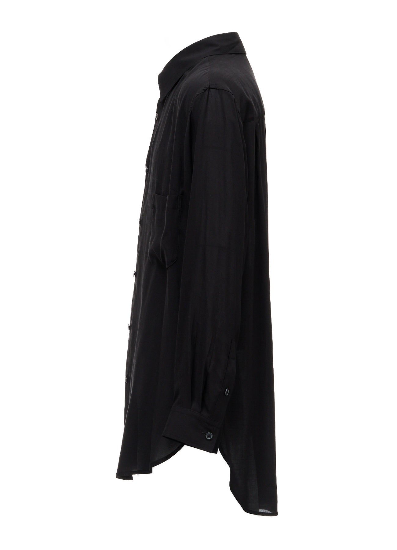 CELLULOSE LAWN ASYMMETRICAL COLLAR SHIRT
