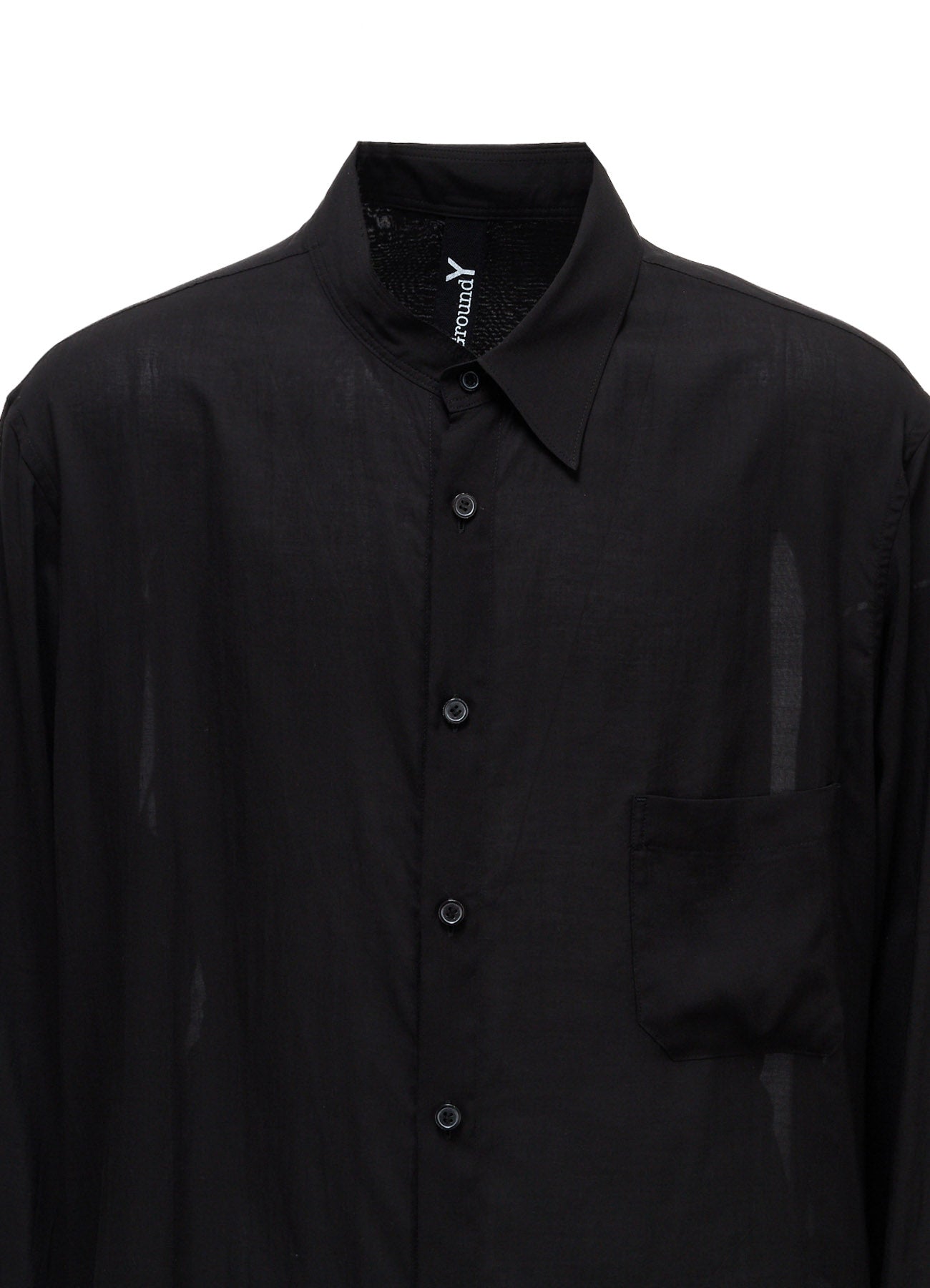 CELLULOSE LAWN ASYMMETRICAL COLLAR SHIRT