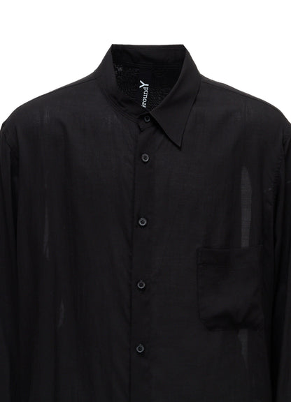 CELLULOSE LAWN ASYMMETRICAL COLLAR SHIRT