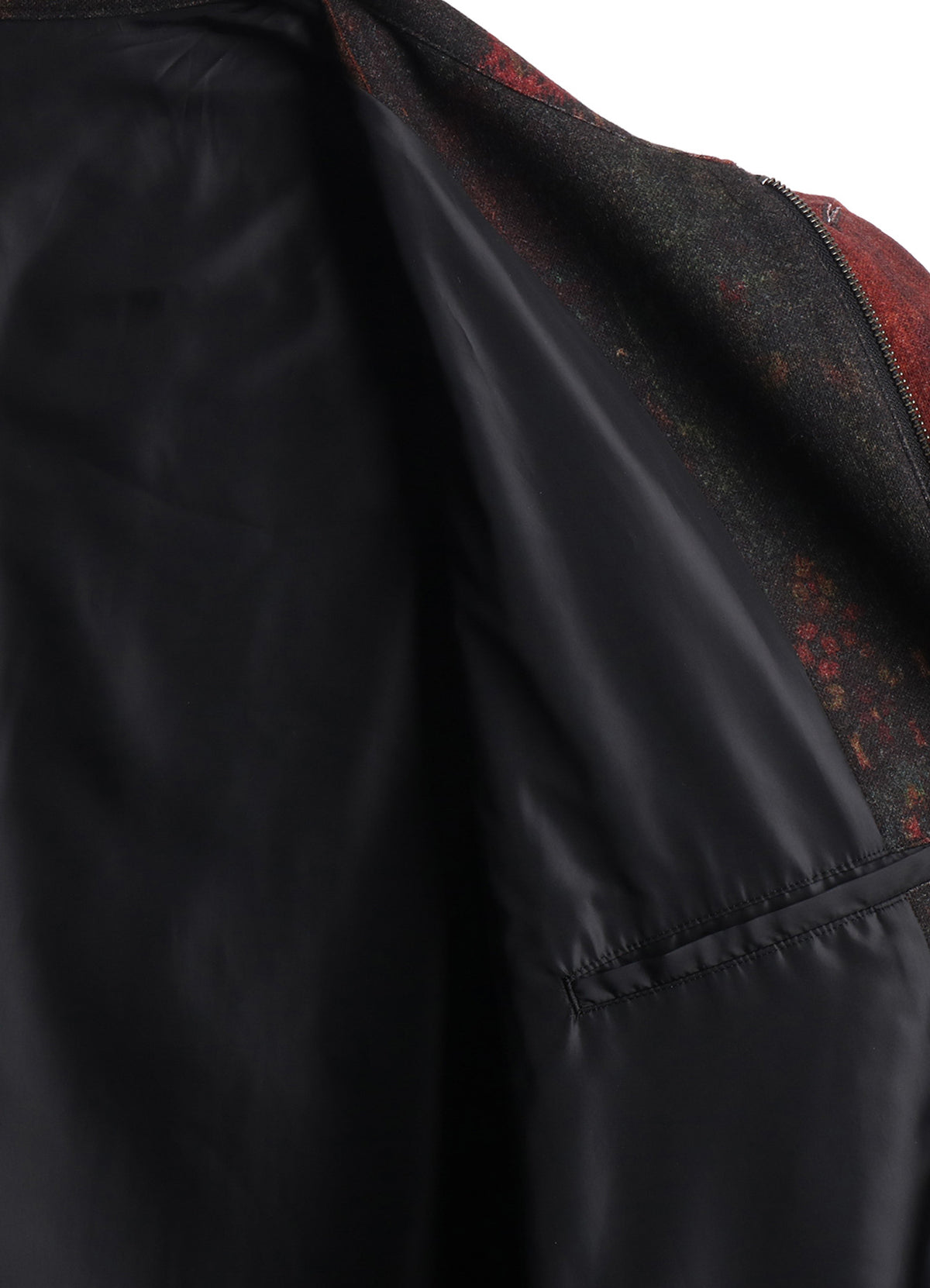 WOOL NYLON FLANNEL RUG PATTERN OUT-POCKET LONG COAT