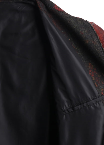 WOOL NYLON FLANNEL RUG PATTERN OUT-POCKET LONG COAT