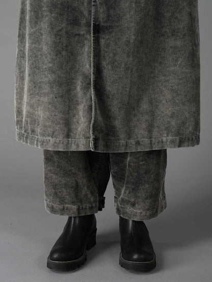 SULFUR-DYED CORDUROY CHEMICAL-BLEACH LONG COAT