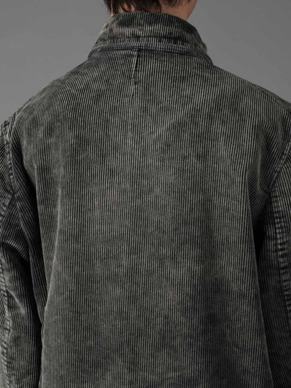 SULFUR-DYED CORDUROY CHEMICAL-BLEACH LONG COAT