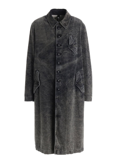 SULFUR-DYED CORDUROY CHEMICAL-BLEACH LONG COAT