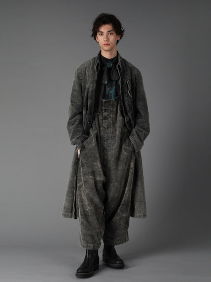 SULFUR-DYED CORDUROY CHEMICAL-BLEACH LONG COAT