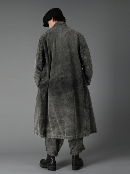 SULFUR-DYED CORDUROY CHEMICAL-BLEACH LONG COAT