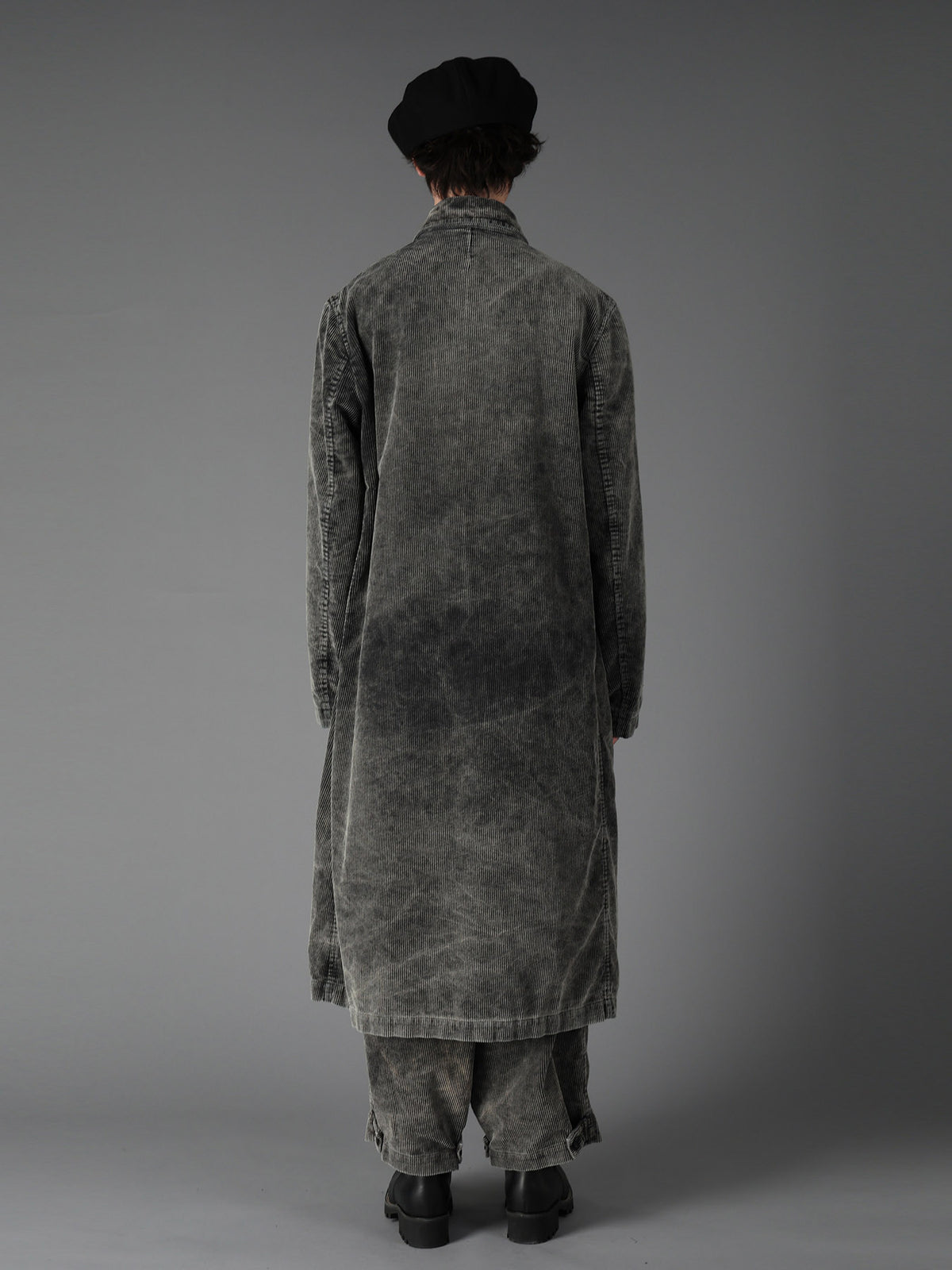 SULFUR-DYED CORDUROY CHEMICAL-BLEACH LONG COAT