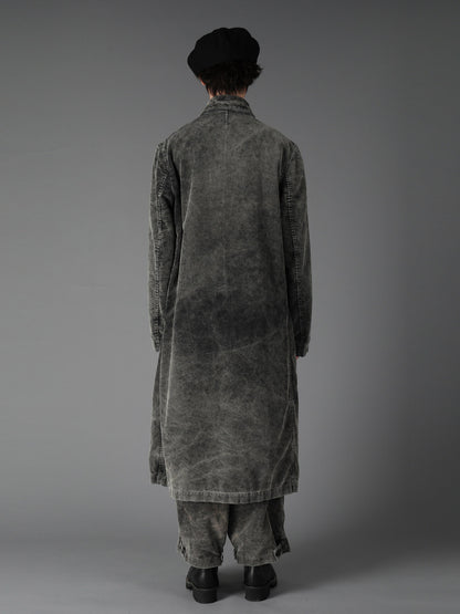 SULFUR-DYED CORDUROY CHEMICAL-BLEACH LONG COAT