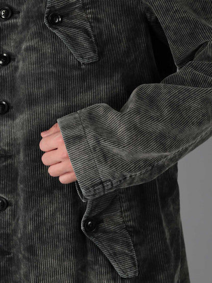SULFUR-DYED CORDUROY CHEMICAL-BLEACH LONG COAT