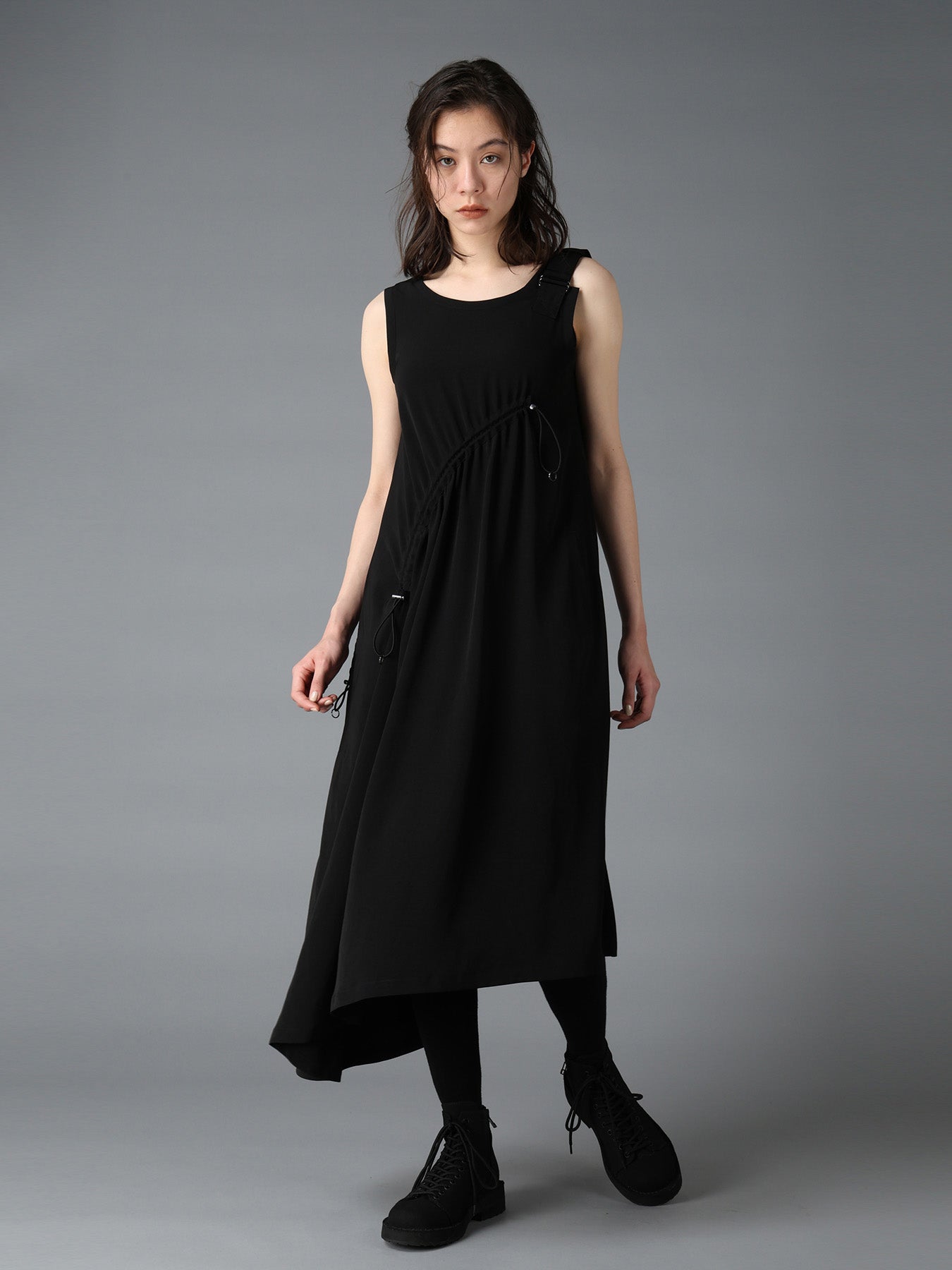 CREPE de CHINE ASYMMETRY DRAWCORD DRESS – THE SHOP YOHJI YAMAMOTO