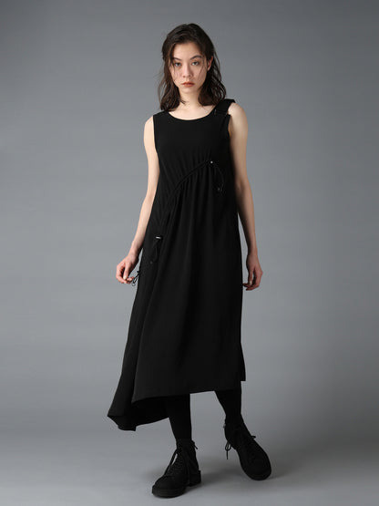 CREPE de CHINE ASYMMETRY DRAWCORD DRESS