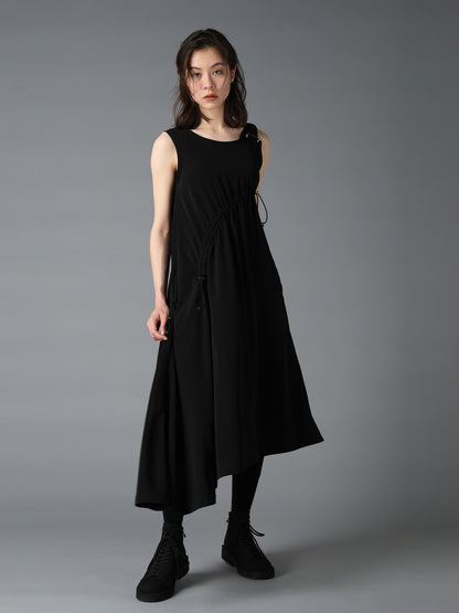 CREPE de CHINE ASYMMETRY DRAWCORD DRESS