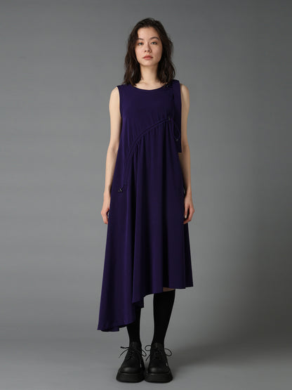 CREPE de CHINE ASYMMETRY DRAWCORD DRESS