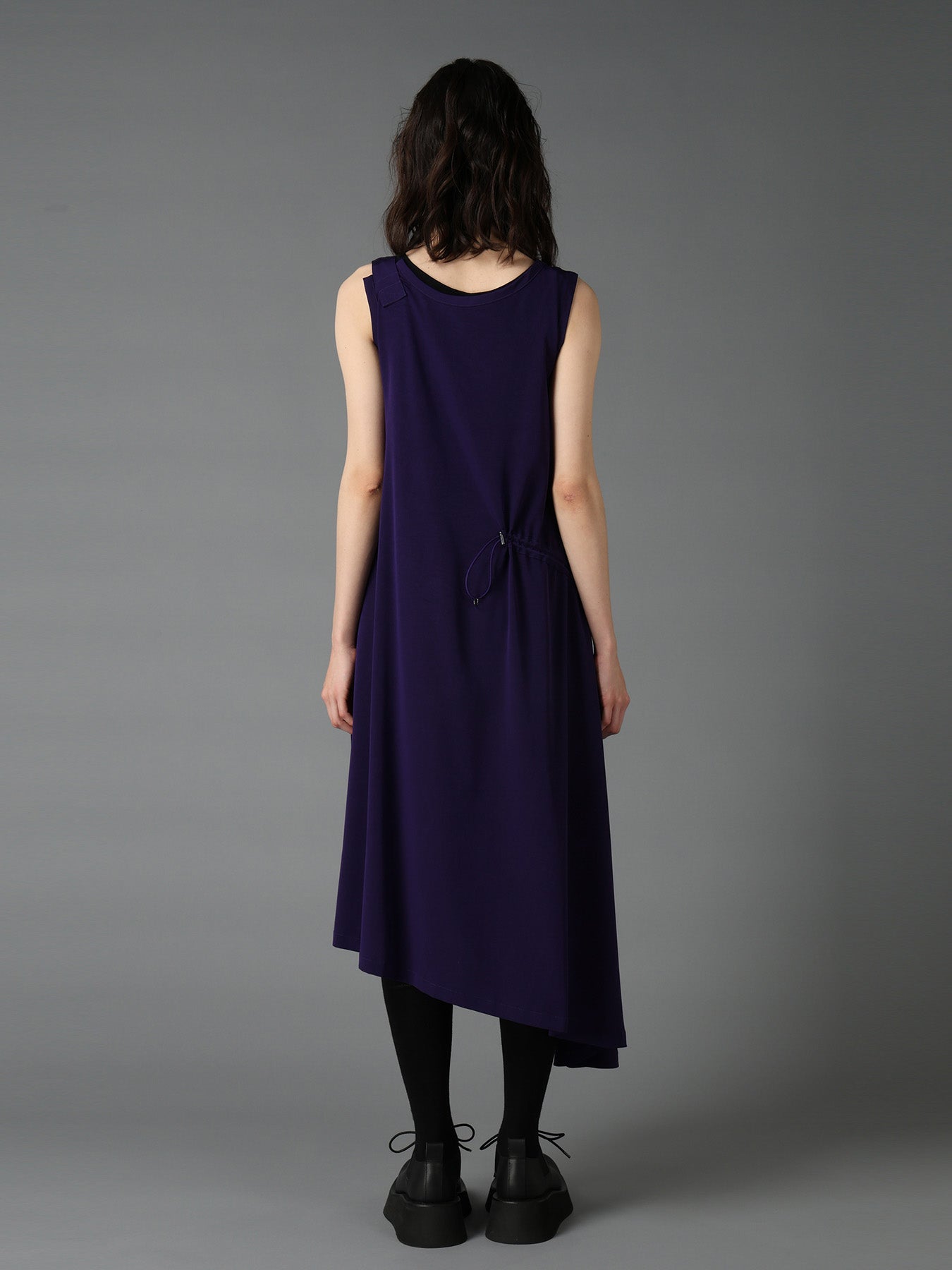 CREPE de CHINE ASYMMETRY DRAWCORD DRESS