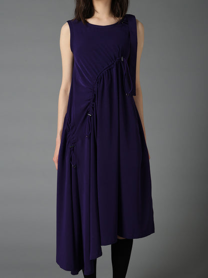 CREPE de CHINE ASYMMETRY DRAWCORD DRESS