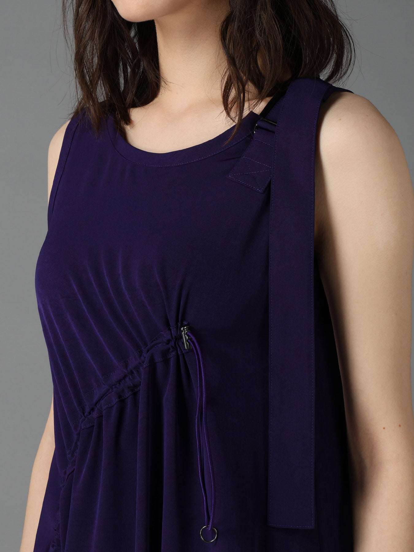 CREPE de CHINE ASYMMETRY DRAWCORD DRESS