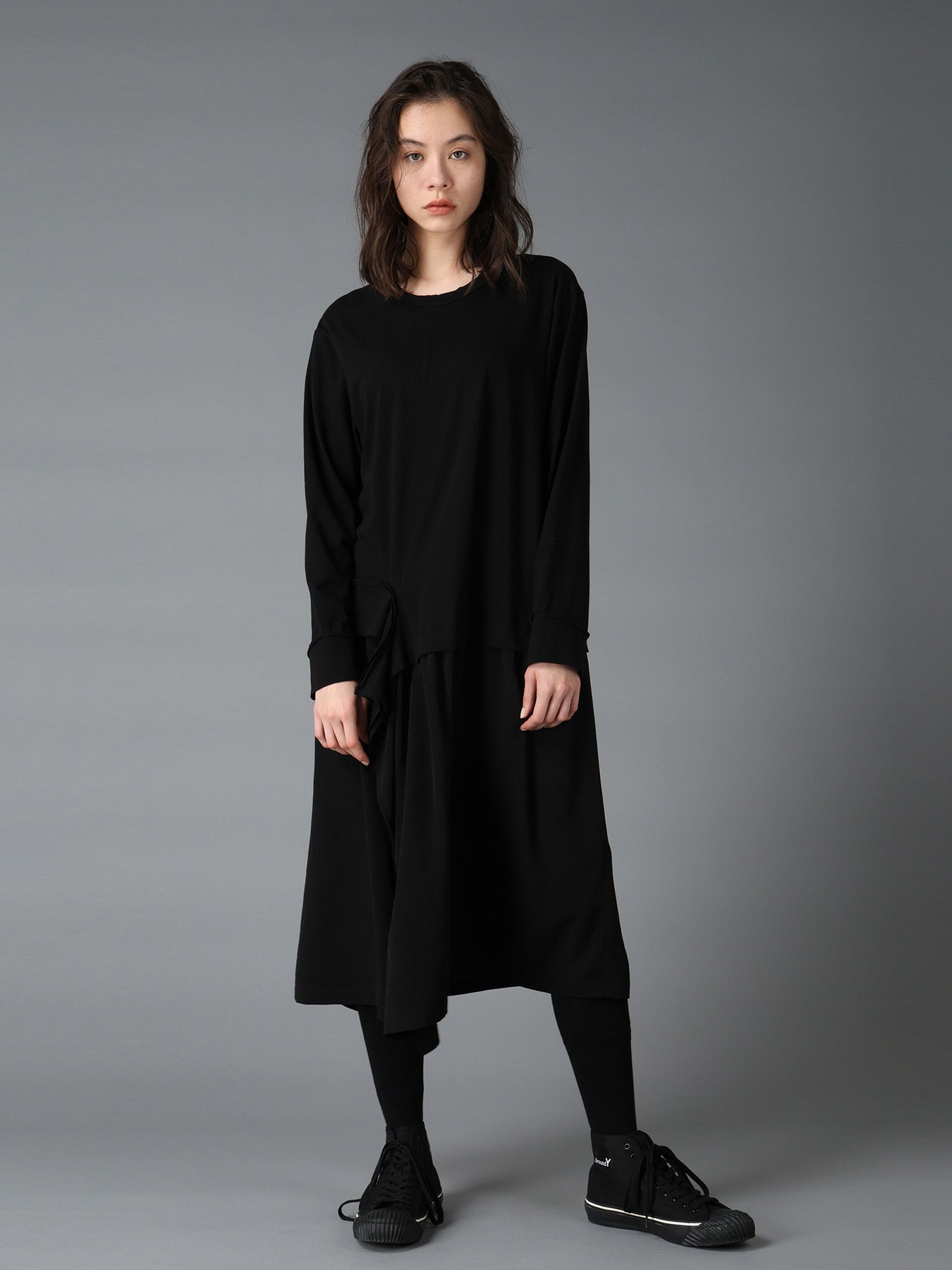 SILICON JERSEY+CREPE de CHINE PANEL LONG DRESS – THE SHOP YOHJI