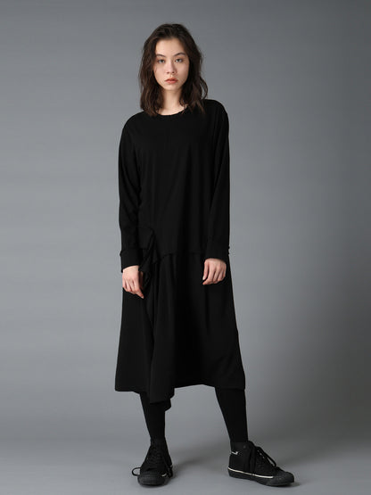 SILICON JERSEY+CREPE de CHINE PANEL LONG DRESS