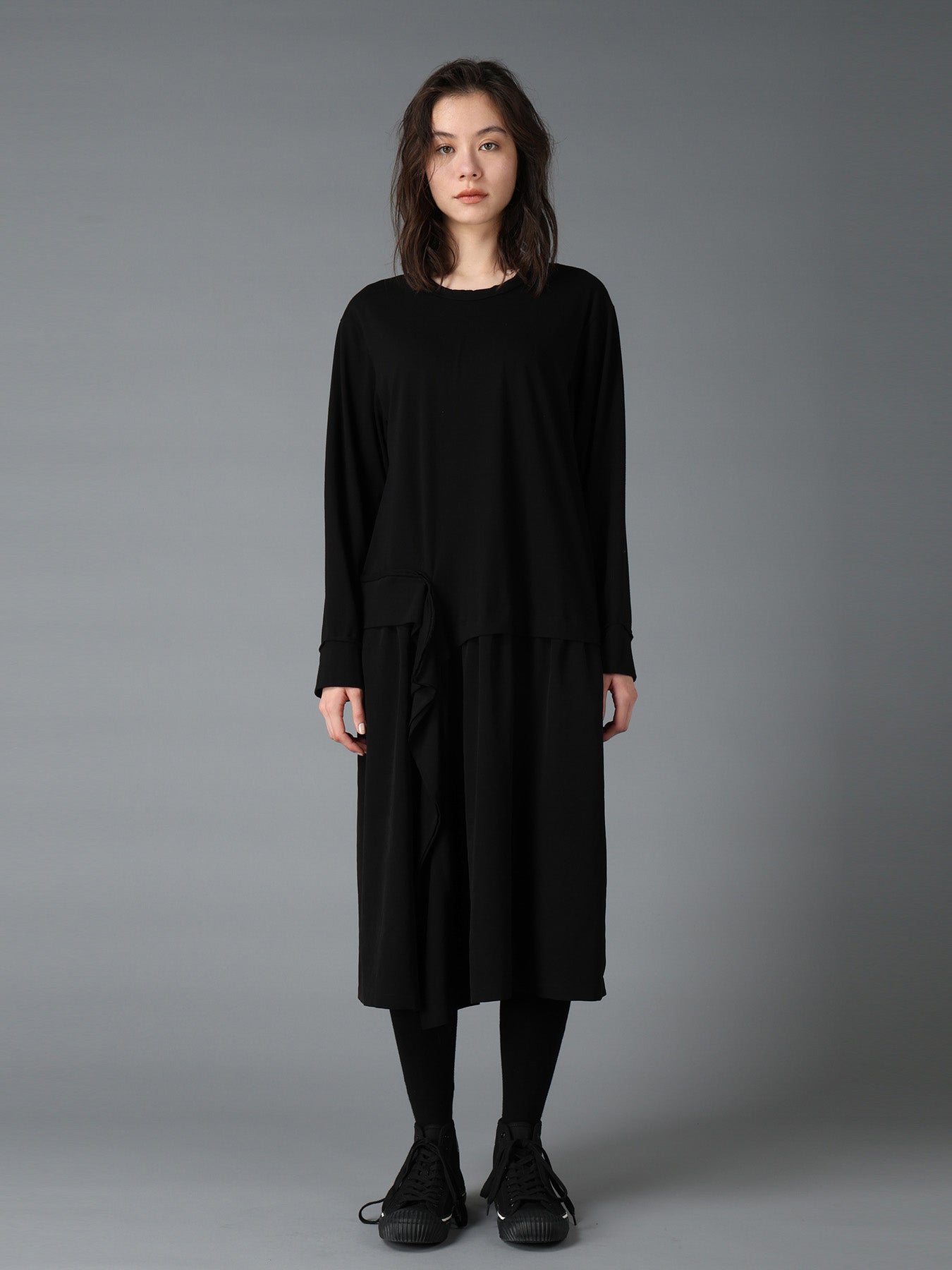 SILICON JERSEY+CREPE de CHINE PANEL LONG DRESS – THE SHOP YOHJI