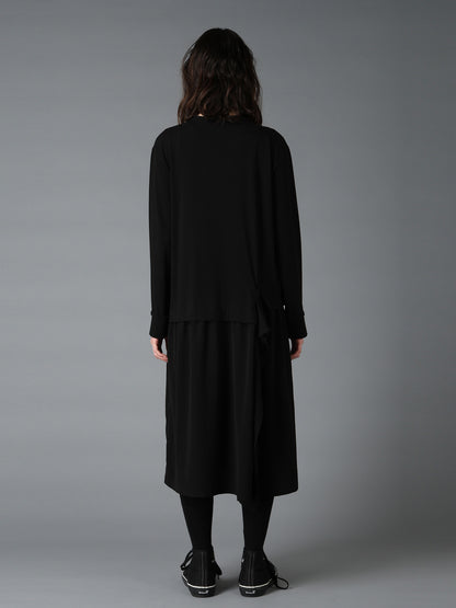 SILICON JERSEY+CREPE de CHINE PANEL LONG DRESS