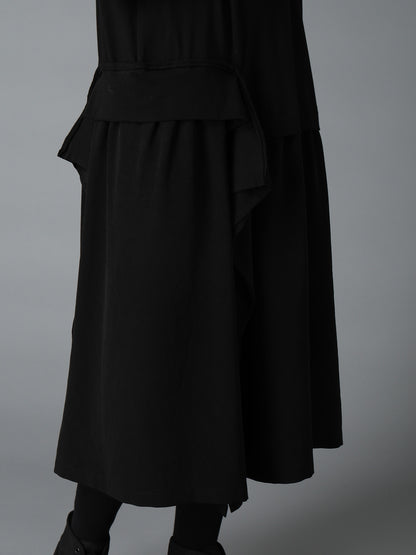 SILICON JERSEY+CREPE de CHINE PANEL LONG DRESS