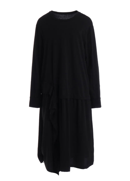 SILICON JERSEY+CREPE de CHINE PANEL LONG DRESS