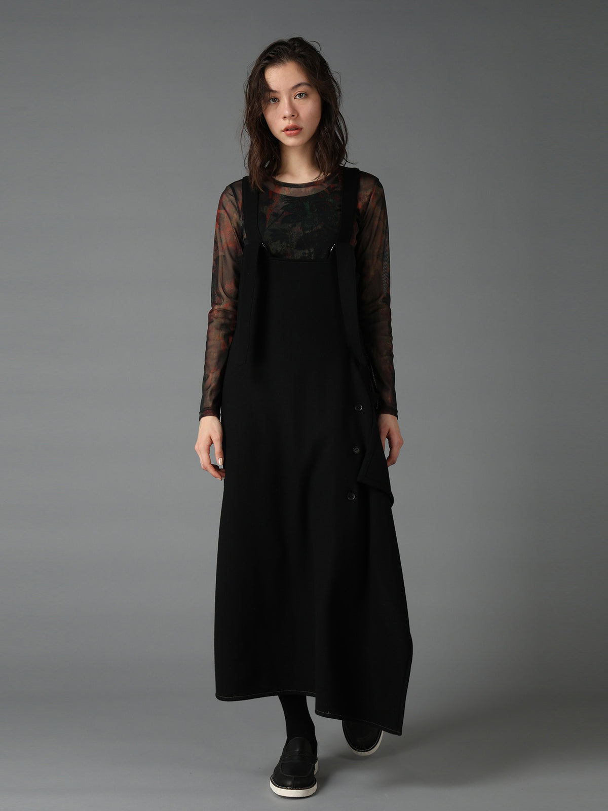 SOFT SPUN 1/14 JERSEY SUSPENDER DRAPE DRESS
