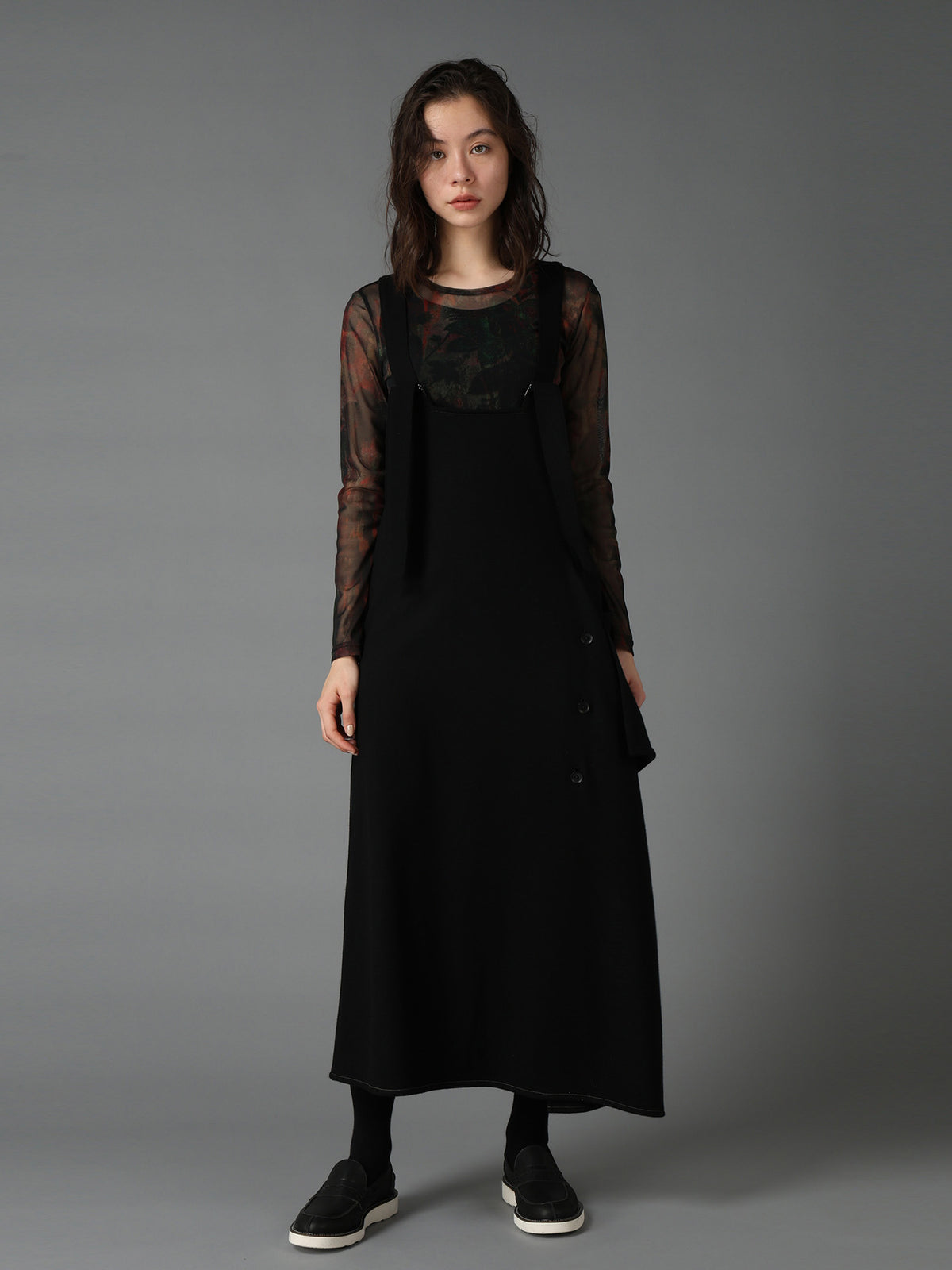 SOFT SPUN 1/14 JERSEY SUSPENDER DRAPE DRESS