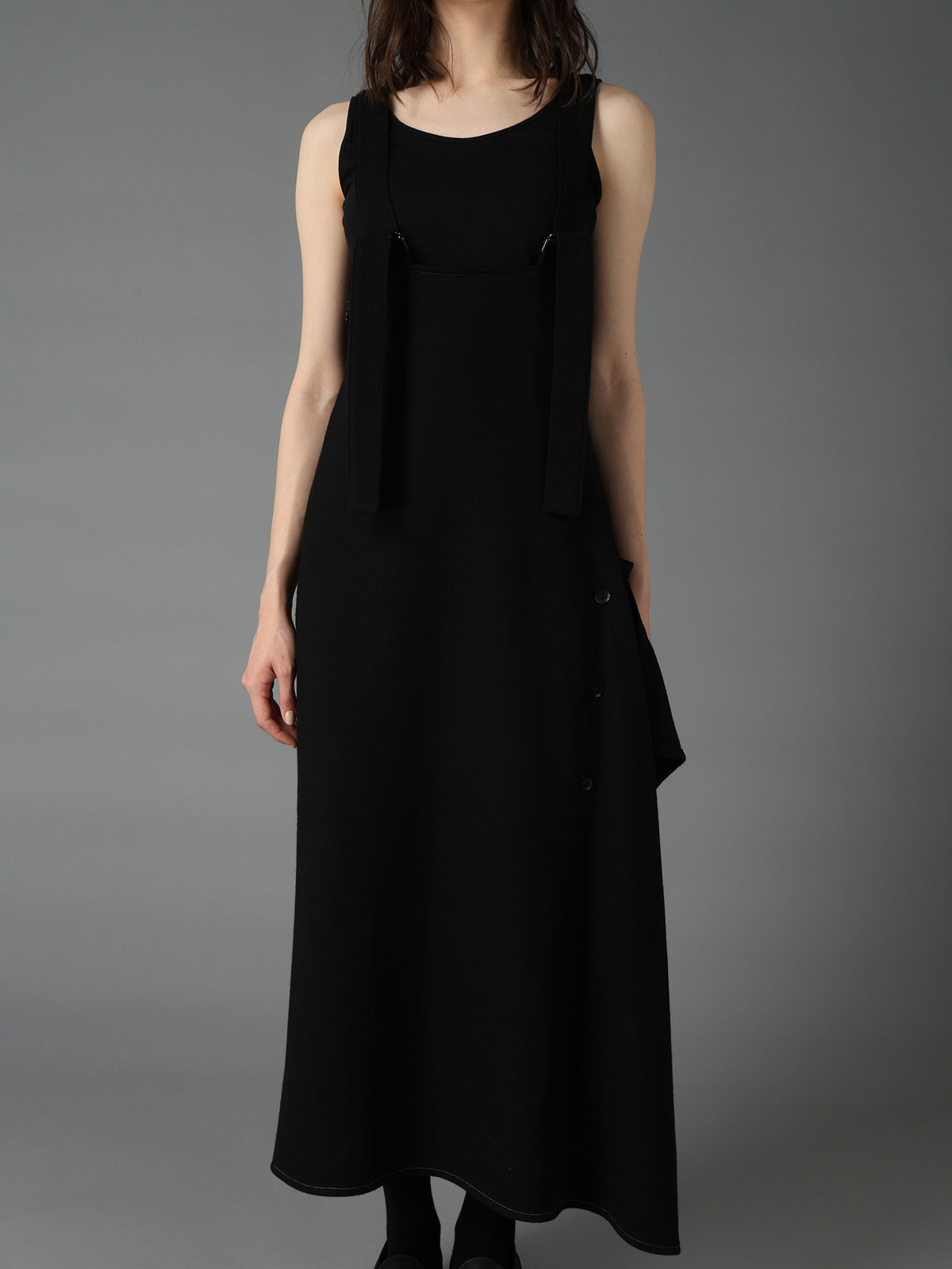 SOFT SPUN 1/14 JERSEY SUSPENDER DRAPE DRESS