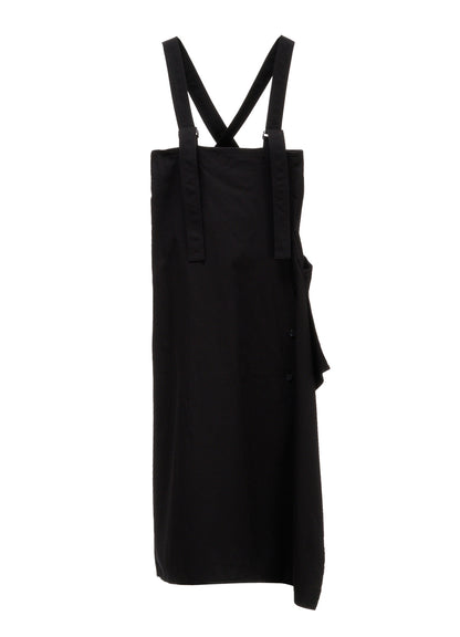 COTTON TWILL SUSPENDER DRAPED DRESS