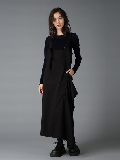 COTTON TWILL SUSPENDER DRAPED DRESS
