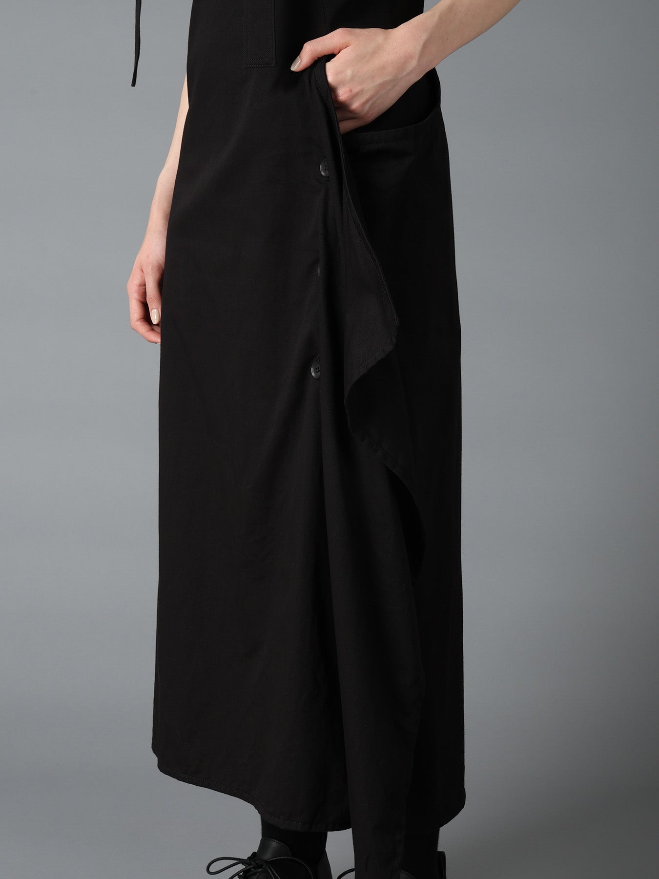 COTTON TWILL SUSPENDER DRAPED DRESS – THE SHOP YOHJI YAMAMOTO