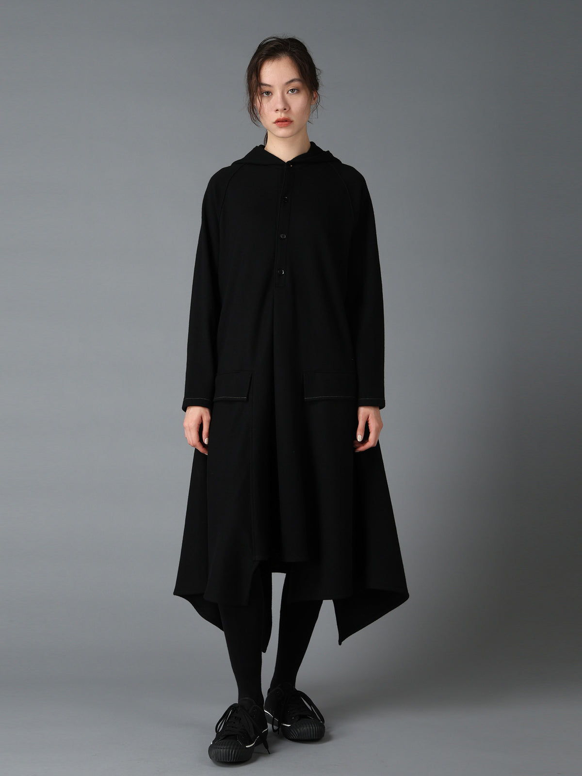 SOFT SPUN 1/14 JERSEY HOODED LONG DRESS