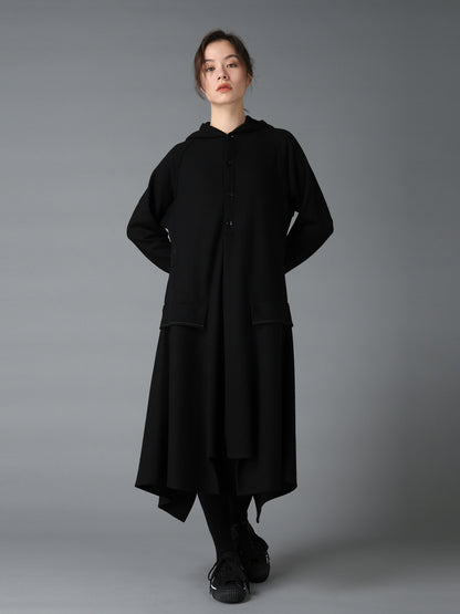 SOFT SPUN 1/14 JERSEY HOODED LONG DRESS