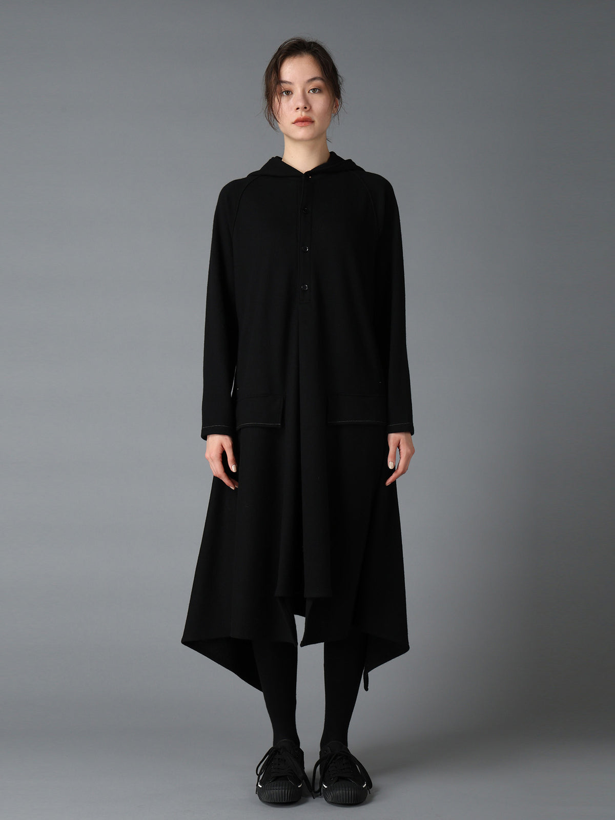 SOFT SPUN 1/14 JERSEY HOODED LONG DRESS