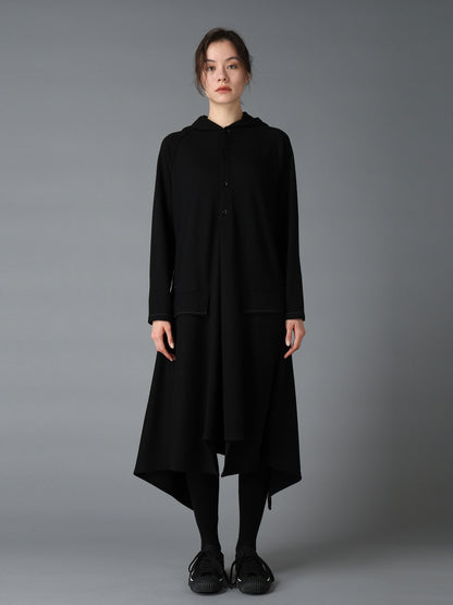 SOFT SPUN 1/14 JERSEY HOODED LONG DRESS