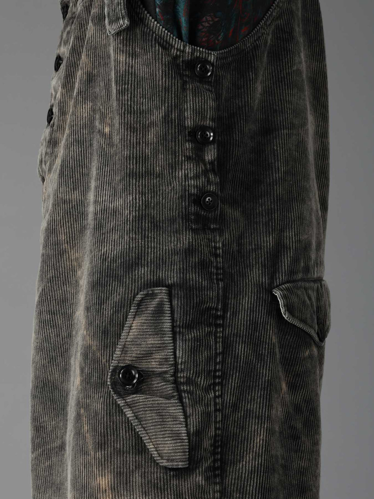 SULFUR-DYED CORDUROY CHEMICAL-BLEACH OVERALL