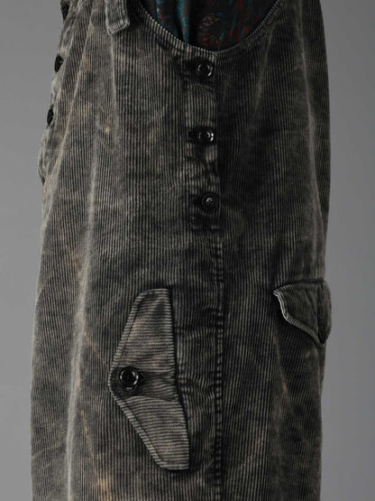 SULFUR-DYED CORDUROY CHEMICAL-BLEACH OVERALL