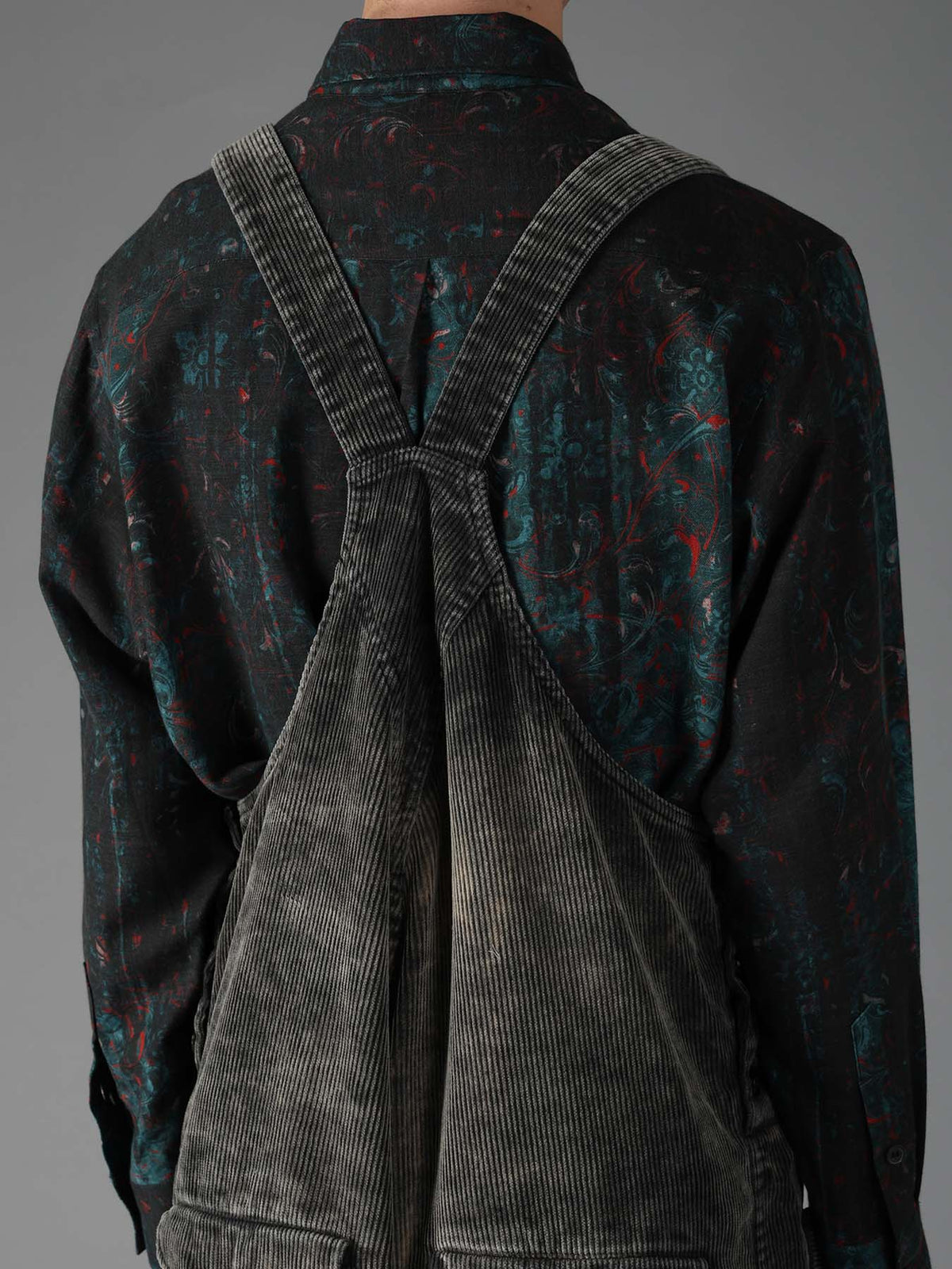 SULFUR-DYED CORDUROY CHEMICAL-BLEACH OVERALL