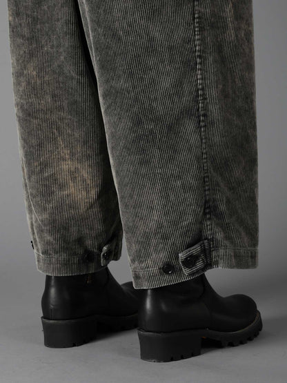 SULFUR-DYED CORDUROY CHEMICAL-BLEACH OVERALL