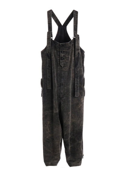 SULFUR-DYED CORDUROY CHEMICAL-BLEACH OVERALL