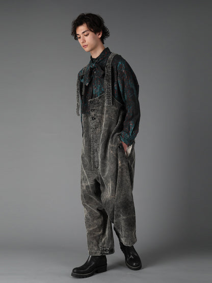 SULFUR-DYED CORDUROY CHEMICAL-BLEACH OVERALL