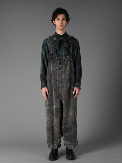 SULFUR-DYED CORDUROY CHEMICAL-BLEACH OVERALL