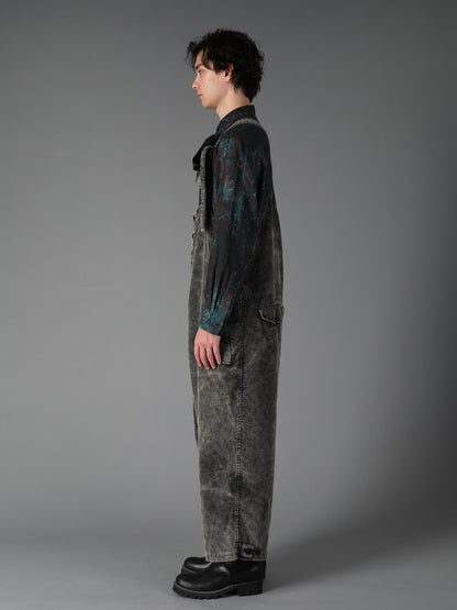 SULFUR-DYED CORDUROY CHEMICAL-BLEACH OVERALL