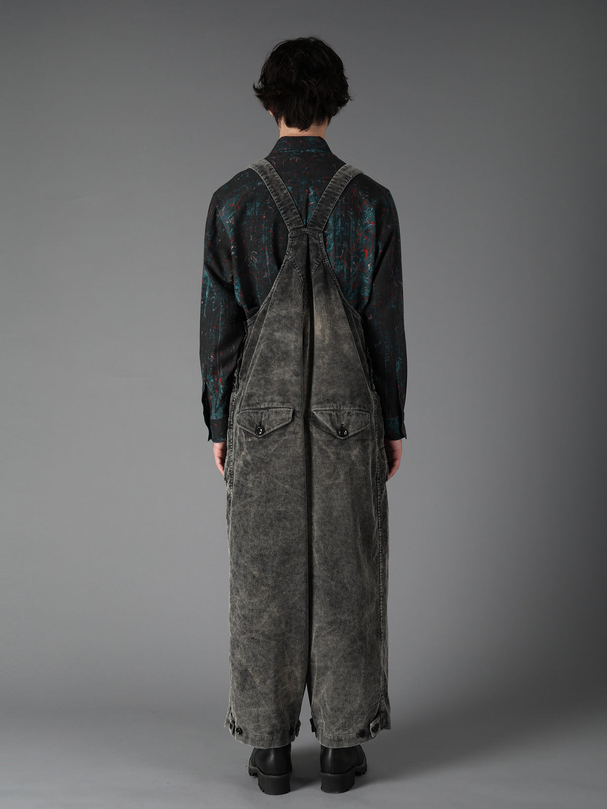 SULFUR-DYED CORDUROY CHEMICAL-BLEACH OVERALL