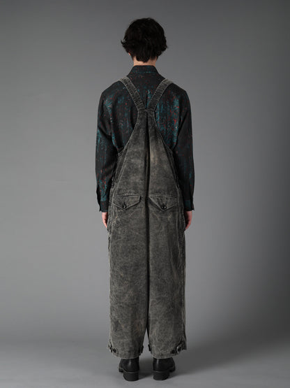 SULFUR-DYED CORDUROY CHEMICAL-BLEACH OVERALL