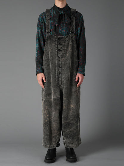 SULFUR-DYED CORDUROY CHEMICAL-BLEACH OVERALL