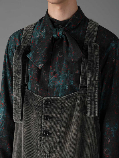 SULFUR-DYED CORDUROY CHEMICAL-BLEACH OVERALL