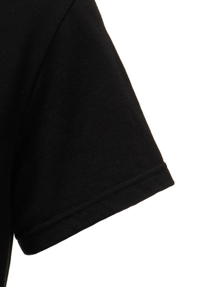 SILICON JERSEY+CREPE de CHINE PANEL LONG DRESS SHORT SLEEVE